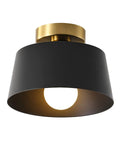 Modern Hallway Ceiling Light Fixture With Gold Plate And Matte Black Shade, Semi Flush Mount Porch Light For Hallways, Entryways, Kitchens, Living Rooms, Bedrooms, Dining Rooms, And More, Dope For Bars, Cafes And Hotels, 10 inch diameter, matte black shade, gold plate