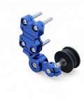 Badass Motorcycle Chain Adjuster With Rear Axle Alignment Tool, Anodized Aluminum Alloy Tensioner For Garage Built Bike Maintenance And Road Ready Performance, Blue Finish, detailed view.