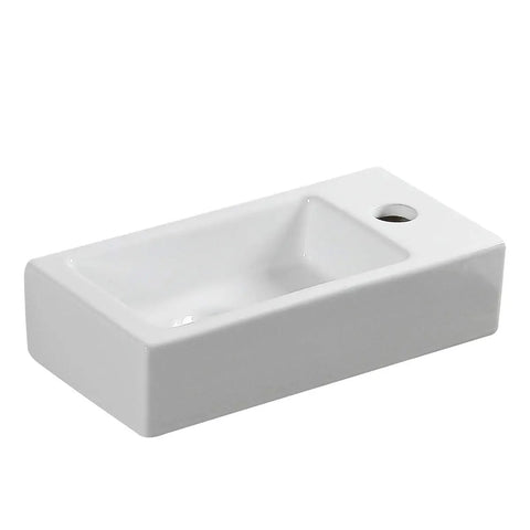 Space Saving Compact Ceramic Corner Wall Mounted Sink For Small Bathrooms White Finish With Right Side Faucet Hole Sink Only