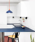 Chandelier Light, Pendant Lamp Living Room Dining Bedroom Klein Blue Modern Minimalist Art Adjustable Retractable Window(Blue-A) in a kitchen environment
