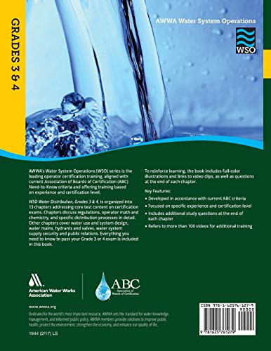 Front cover of Water System Operations: Water Distribution, Grades III & IV book with blue water image and yellow spine.