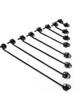 Set of black metal Door Hook and Eye Latch Gate Safety for Window Cabinet with Screws, varying lengths.