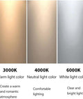 Three light color options showing 3000K warm, 4000K neutral, and 6000K white for Four Pack Adjustable Recessed Ceiling Downlights Featuring Chrome Mirror Stainless Trim And Airtight Energy Efficient Led Can Bulbs For Smooth Sailing Install And Straight Up Bright Indoor Lighting.