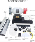 Heavy Duty Automatic Knife Grinder And Saw Blade Sharpener Featuring Cast Iron Base And Linear Guides, with accessories laid out.