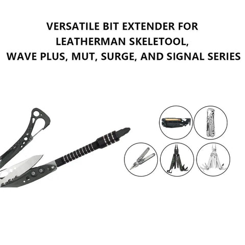 Black Flat End Bit Extender And 2 In 1 Mini Ratchet Wrench For Leatherman Multi Tool Accessories, 2 Pack, Durable EDC Must-Have