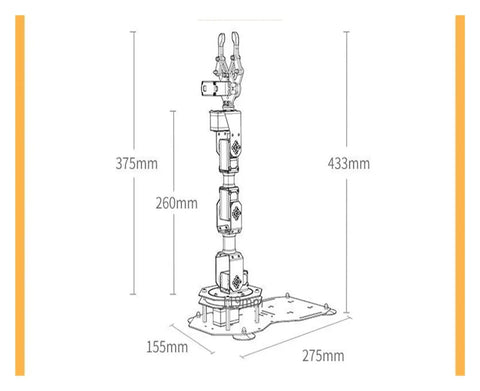 Six DOF Aluminum Robotic Arm Kit With Serial Bus Servo For Scratch And Python Education For Gearheads Inverse Kinematics Multiple Control Methods Self Learning Drawing And Imitation For Creative Coding Projects, 433mm height