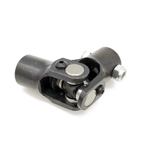 Heavy Duty 3/4 Double D To 3/4 Round Single Steering Shaft Universal U Joint with solid billet steel, black oxide finish.