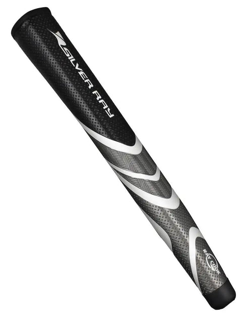 Close-up of Silver Ray SR500 Putter 35 Inch mid-size grip, textured design, enhances balanced feel for smooth putts.