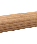 Three Eighths Inch Fluted Hardwood Dowel Pins With Chamfered Ends, Approximately One And One Half Inch Long, Thirty Piece Pack, FSC Certified Wood For Strong Joints, Superior Glue Dispersion, Easy Installation In Woodworking Projects close-up view of single pin