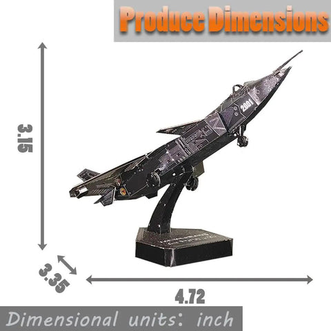 Side view of a Metal Fighter Jet Puzzle For Adults And Military Enthusiasts, Dope DIY Attack Plane Model Kit For Men in black finish