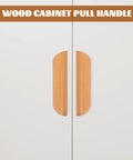 Semicircle Solid Wood Cabinet Handles Set Of 6 64mm Beech Drawer Pulls for kitchen wardrobe displayed on white surface