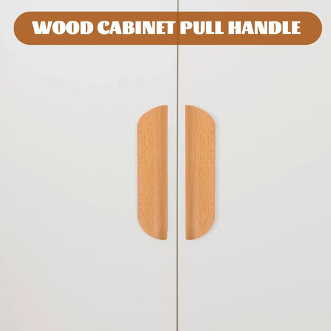 Semicircle Solid Wood Cabinet Handles Set Of 6 64mm Beech Drawer Pulls for kitchen wardrobe displayed on white surface