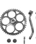 2 Inch Cup Bottom Bracket Conversion Kit For Bikes Converts One Piece Crank To Three Piece Includes 200mm Axle 36T And 44T Sprockets With 165mm Arm Cruiser Frame Compatible Silver Finish components close-up
