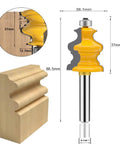 One Quarter Inch Shank Router Bit Set Five Piece Architectural Molding Kit With Corner Rounding Edge Forming Roundover Beading Bits For Woodworking Milling Pro Grade C3 Micro-Grain Tungsten Carbide Blades, showing detailed view of router bit dimensions and molding profile.