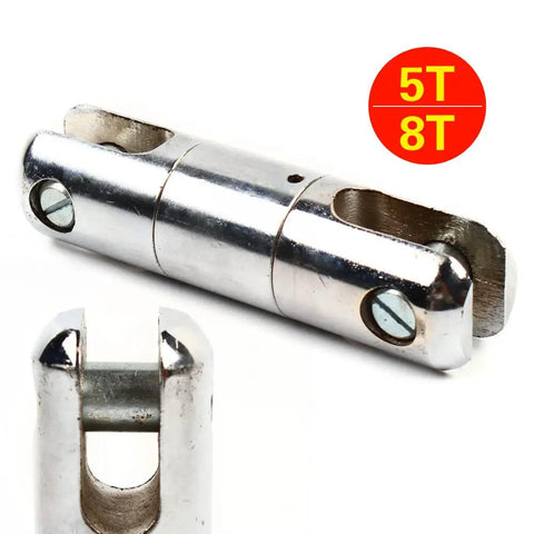 Heavy Duty Cable Pulling Swivel With 5 Ton Load Rating And Anti Twist Ball Bearings Forged From Galvanized Steel, showing shiny metal surface.
