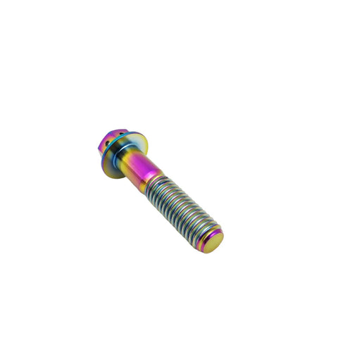 Heavy Duty Aviation Grade Titanium Hex Head Bolts With Dripping Rainbow Pvd Coating M10x1.25x65mm shown in profile view