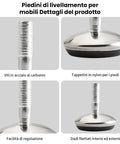 Set Of Four M10 Threaded Adjustable Swivel Leveling Feet Featuring Premium Soft Rubber Pads For Heavy Machinery Support And Rock Solid Game Changing Stability In Any Workshop - Close-up of carbon steel screw and rubber pad.
