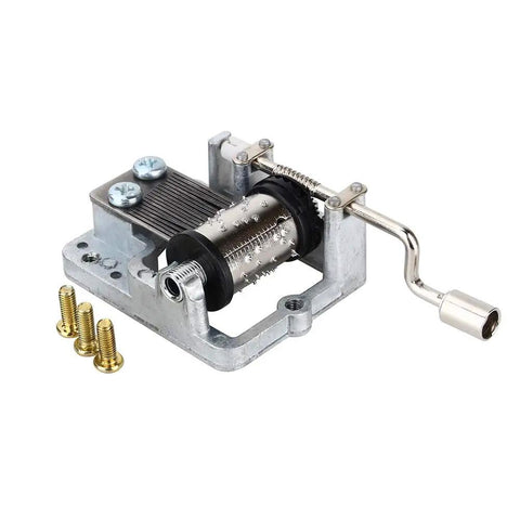 Hand Crank Music Box Movement 18 Note Mechanical Metal Mechanism for DIYers Jewelry Box and Woodworking Projects 7.5cm Length Replacement Part With Pre Drilled Mounting Holes