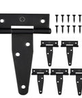 Six Pack 3 Inch Black T Strap Shed Door Hinges For Wood Barn Doors Gates Fences Storage Sheds Garden Gate Rustproof Heavy Duty