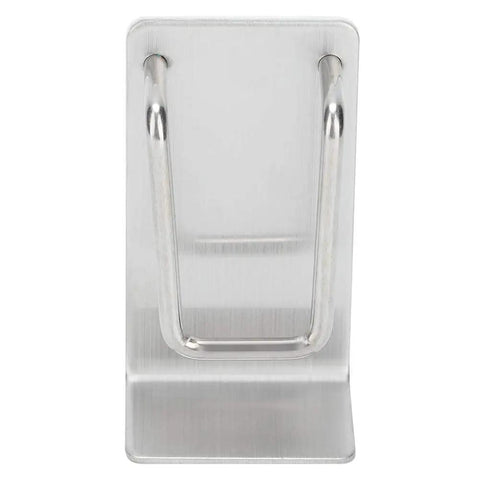Rock Solid Stainless Steel Bathroom Hook With Tight Suction Mount For Hanging Towels And Scrub Brushes Heavy Duty Wall Organizer showing front view of sturdy design.