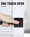 Close-up of a hand using the one-touch feature on a Smart Biometric Door Lock With Fingerprint Keyless Handle For Home Use.
