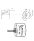 Heavy Duty 37Mm Eccentric Shaft All Metal Gearbox With 2 3 Or 3.175Mm Dc Motor Connection showing dimensions and shaft design.