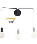 Set Of 2 Plug In Wall Sconces In Metal Black With Swing Arm And On Off Switch, 180-degree adjustable arm view.