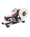 Compact Mini Electric Belt Sander For Desktop DIY Projects with corded motor and polishing wheel for knife sharpening.