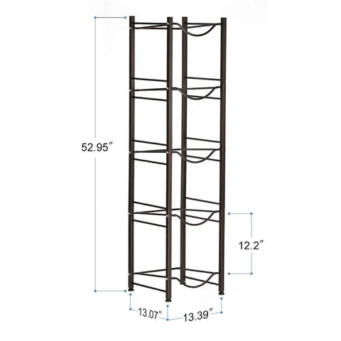 Five Tier Water Jug Rack for Five Gallon Jugs Heavy Duty Steel Bottle Organizer Shelf Copper Bronze Finish 52.95 inches tall