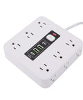 Absolute Game Changer 16 In 1 Smart Power Strip With Twelve AC Outlets Dual USB C Dual USB A Ports Auto Shutoff Heavy Duty Surge Protection Wall Mountable Zero Hassle Desk Setup top view showing USB and AC outlet configuration.