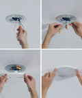 Installation process of 6 Inch Round Surface Mount LED Recessed Downlight with Adjustable Color Temperature 2700K to 5000K.