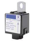 Stop solenoid relay, 12V, black plastic housing with metal top mounting tab.