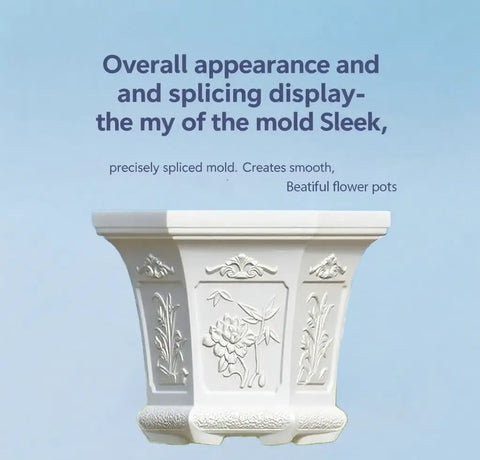 Hexagonal Concrete Planter Molds For DIY Garden Projects Reusable Large Geometric Planter Molds For Outdoor Decor Durable And Easy To Use For Crafting Modern Yard Pots 31 CM with floral design