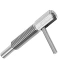 Top Shelf Stainless Steel Spring Plunger Pin With Ergonomic Indexing Handle Heavy Duty Safety Latch For Gym Equipment showing silver finish, M6 thread.