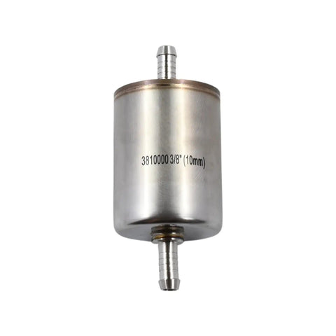 Three Eighths Inch Magnetic Inline Transmission And Power Steering Filter With Dope Dual Filtration Captures Ferrous And Non Ferrous Particles That Protect Auto Trans And Steering Systems And Extend Fluid Life For Smoother Shifts. 3/8-inch metal inline filter with barbed fittings
