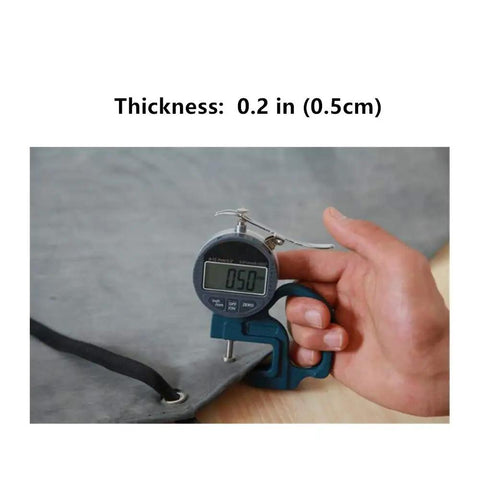 Close-up of thickness measurement for Thick Rubber Apron Workhorse For Dishwashing, Cleaning, Fishing, Lab Work, And More, 0.2 in thick.