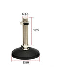 Rock Solid Nylon Universal Adjustment Feet M8 To M20 Sizes Adjustable Leveling Glides with M16 thread and 120mm height.