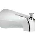 Chrome Tub Spout With Lift Rod Diverter, Five And A Half Inch Spout Length, Threaded Half Inch IPS Connection, side view