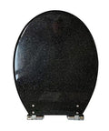 Top Shelf European Resin Toilet Seat With Smooth Slow Close Lid And Plush Extended Shape For Major Comfort And Zero Fuss Quick Cleanup In Your Daily Routine. Black glossy finish.