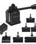 Oxa Wedge Type Tool Post Set 250-000 For Mini Lathe With Extra 250-001 Hardened Precision Ground Shank, various tool holders included.