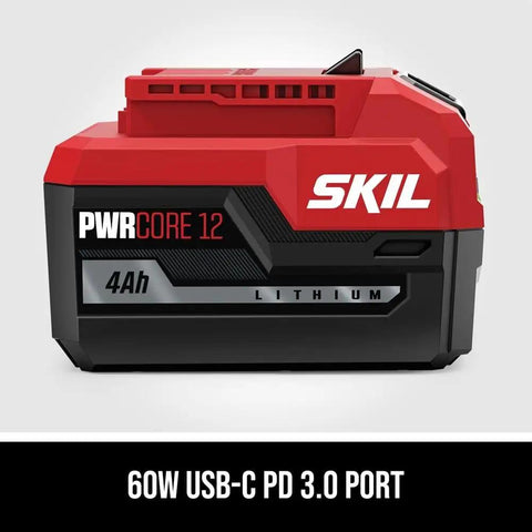 Heavy Duty Dual Purpose Beast Mode 12 Volt 4 Amp Hour Lithium Ion Power Tool Battery With 60W Usb Type C Pd Rapid Charging Port LED Fuel Gauge, 4Ah capacity.