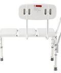 Adjustable Bathroom Safety Transfer Bench White With 14 To 21 Inch Seat Height Push Pin Adjust Supports Up To 250 Lbs