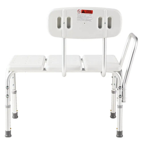 Adjustable Bathroom Safety Transfer Bench White With 14 To 21 Inch Seat Height Push Pin Adjust Supports Up To 250 Lbs