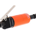 Lightweight Pneumatic Straight Die Grinder Compact Air Powered Tool Delivers Knockout Torque With Smooth Spin Balance And Grippy Comfort For Serious Metalworking Jobs, orange steel housing with lever.