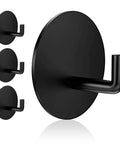 Heavy Duty Waterproof Adhesive Hooks For Bathroom Stainless Steel 304 Black Stick On Wall Hooks Removable 4 Pack