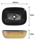 USZWBY Vessel Sinks Ceramic Vessel Sink Light Luxury Household Single Basin Art Bathroom Countertop Wash Bathroom Bowl Sink, top view with dimensions.