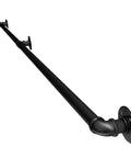 Adjustable Step Handrail For Indoor Outdoor Stairs, Heavy Duty Wrought Iron Wall Banister, close-up view of the matte black rail.