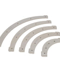 Top Drawer Router Radius Templates Corner Routing Jig Set featuring five radius templates from R100 to R300 for precise woodworking.
