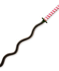 Cosplay Ready Iguro Obanai Demon Slayer Katana Sword Handcrafted Stainless Steel Prop With Wax Rope Wrapped Handle, wavy blade view.