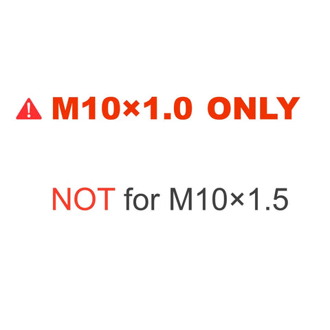 Warning text emphasizing M10x1.0 compatibility only, not suitable for M10x1.5, for M10x1.0 Male to 3/8-24 Female Adapter for Antennas